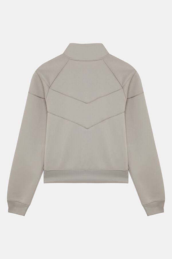 Gri Dik Yaka Kadın Sweatshirt 2