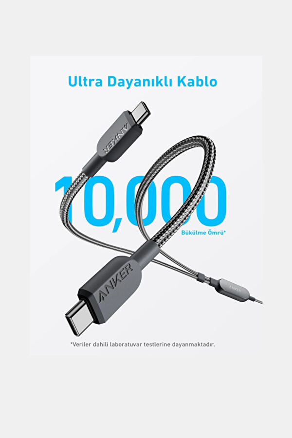 2-in-1 USB-C to USB-C 140W Kablo - Siyah 2