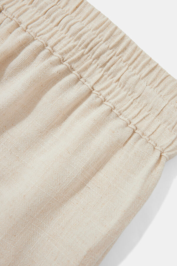 Krem Wide Leg Viskon Pantolon 4
