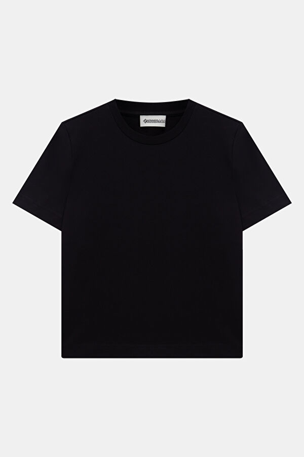 Siyah Bisiklet Yaka Kadın T-Shirt 5