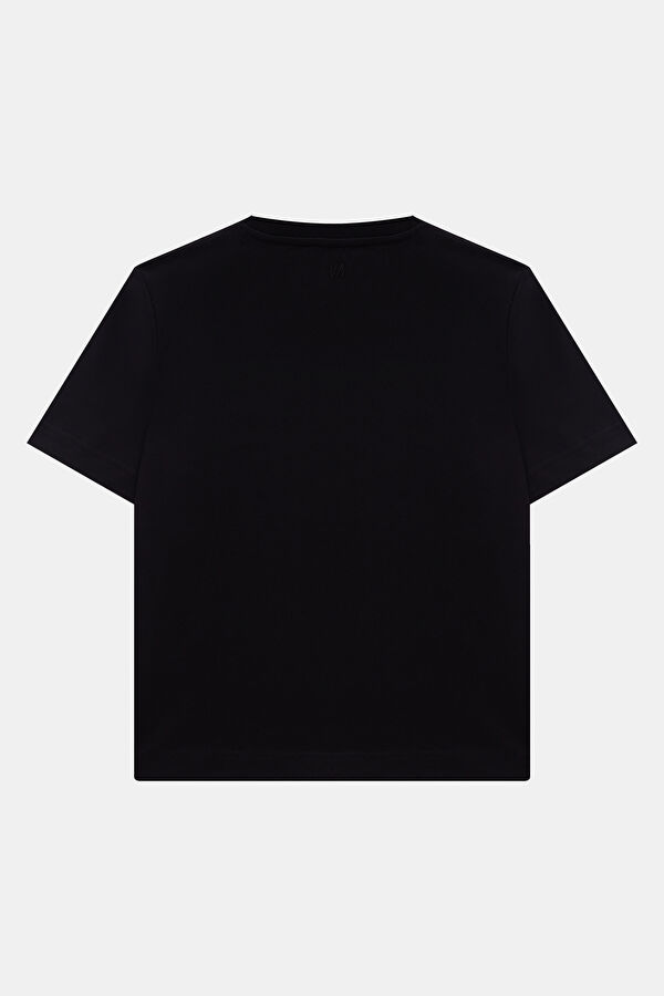Siyah Bisiklet Yaka Kadın T-Shirt 6
