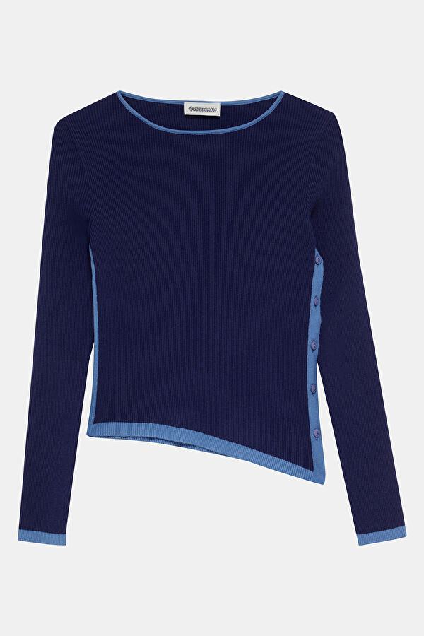 Navy Blue Long Sleeve Blouse