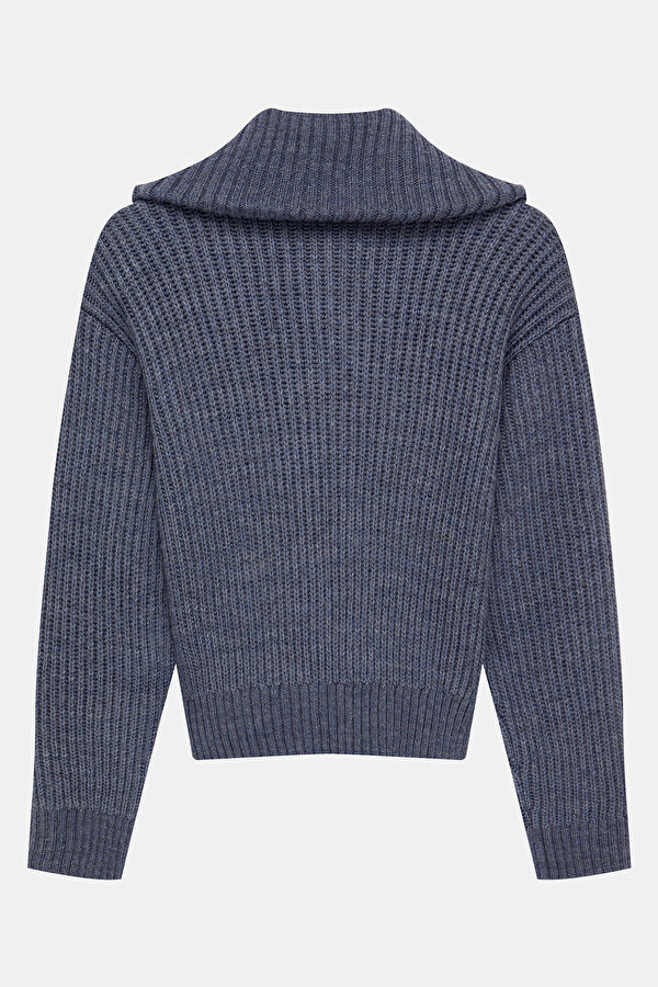 Blue Knit Women's Sweater 2