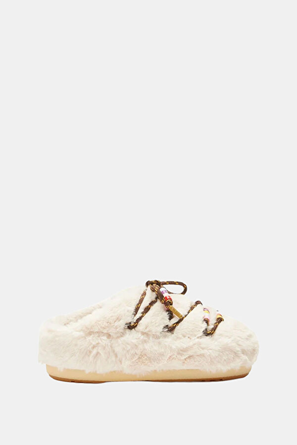 Mb Mule Faux Fur Beads Krem Kadın Bot