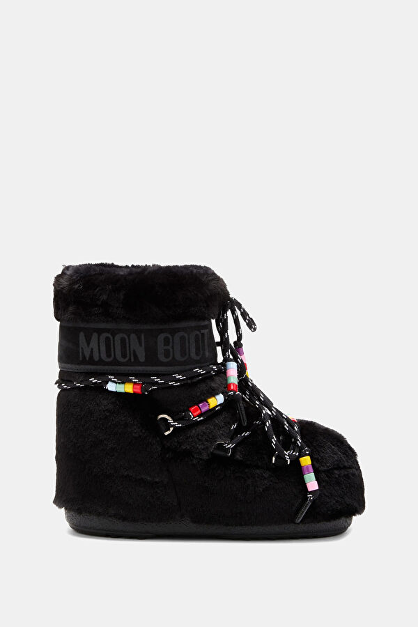 Mb Icon Low Faux Fur Beads Siyah Kadın Bot