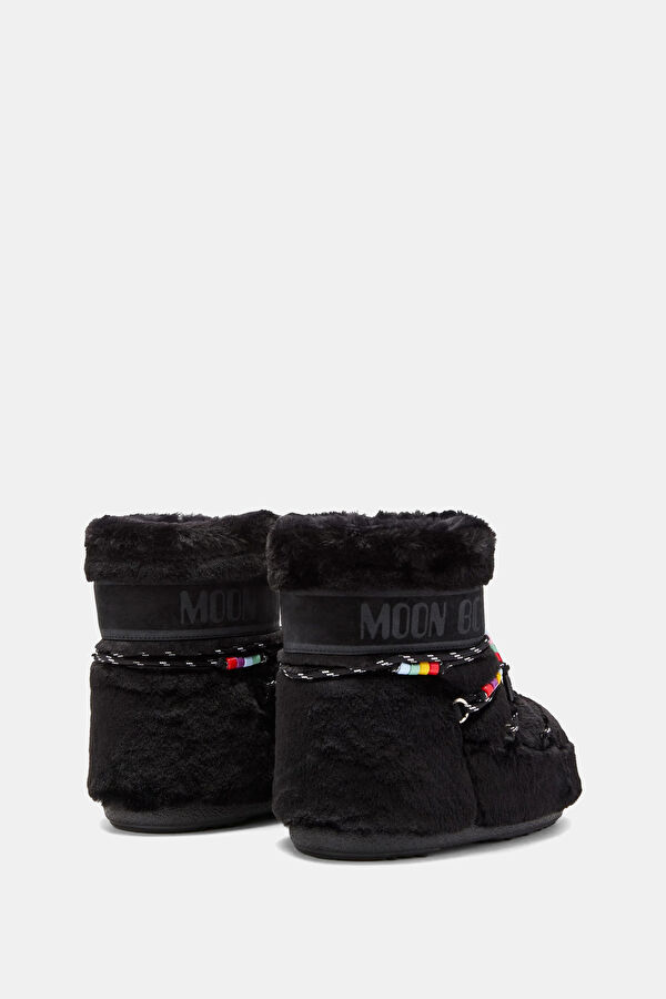 Mb Icon Low Faux Fur Beads Siyah Kadın Bot 2