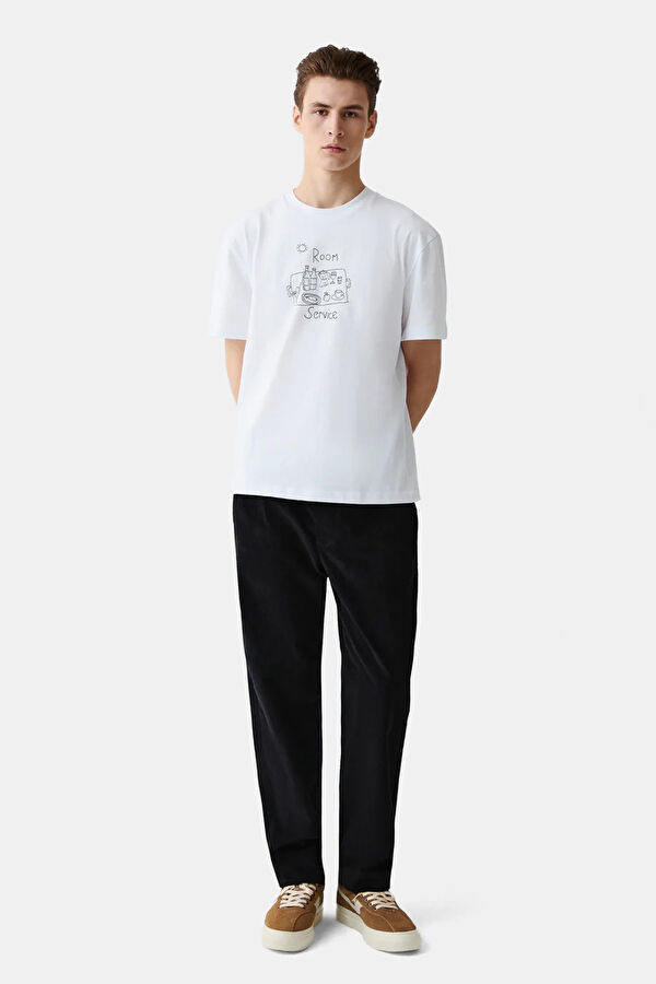 Black Straight Cotton Elastane Men's Pants 2