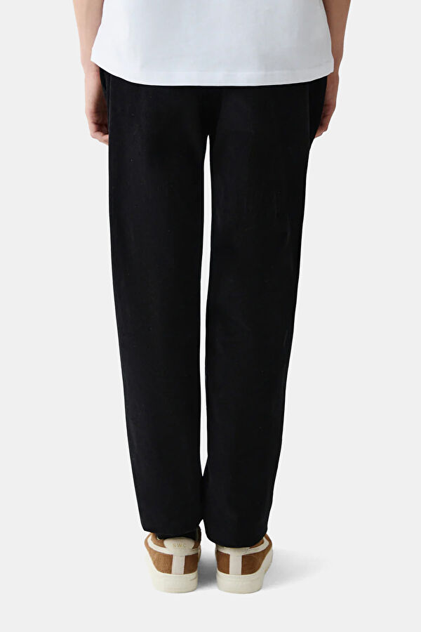 Black Straight Cotton Elastane Men's Pants 3