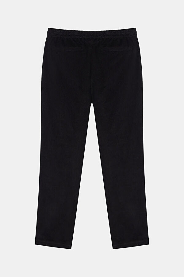 Black Straight Cotton Elastane Men's Pants 4