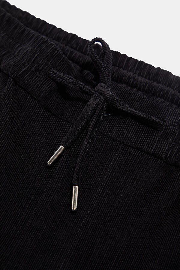 Black Straight Cotton Elastane Men's Pants 5
