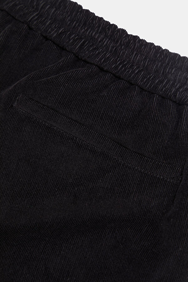 Black Straight Cotton Elastane Men's Pants 6