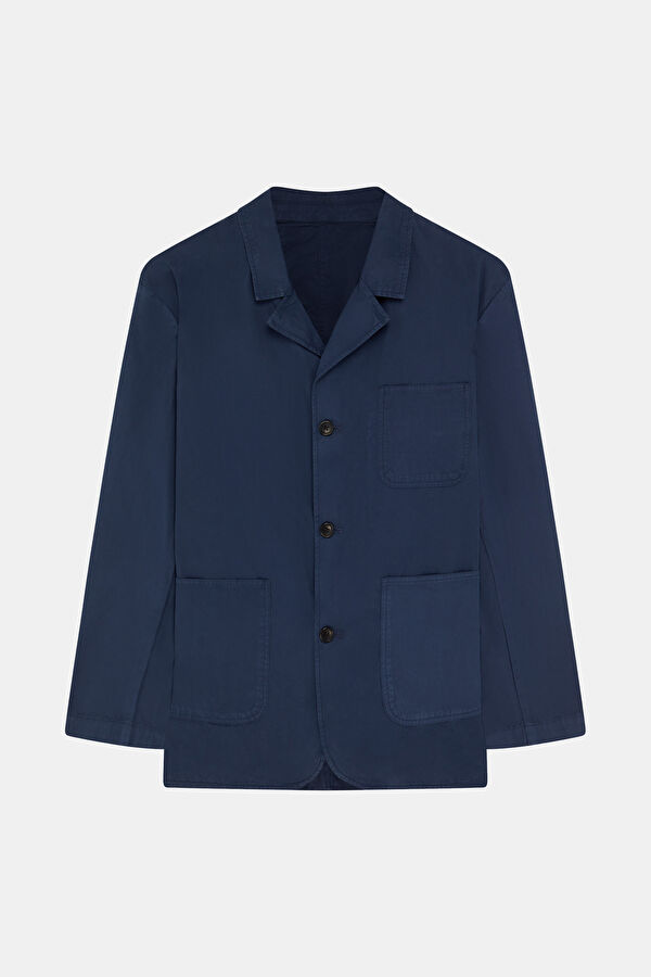 Dark Blue Buttoned Organic Cotton Men's Jacket