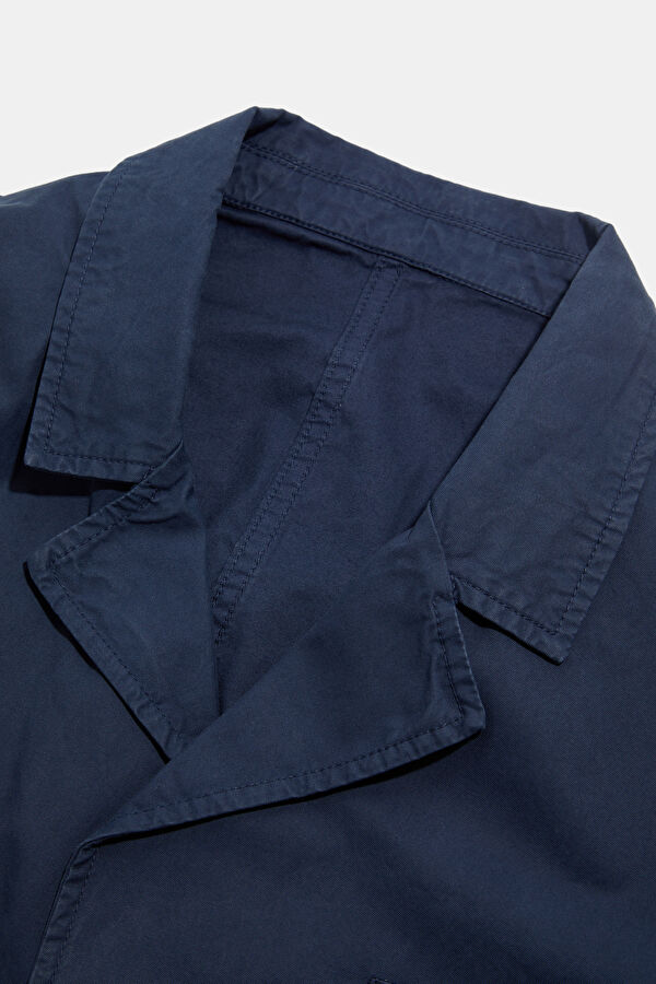 Dark Blue Buttoned Organic Cotton Men's Jacket 3