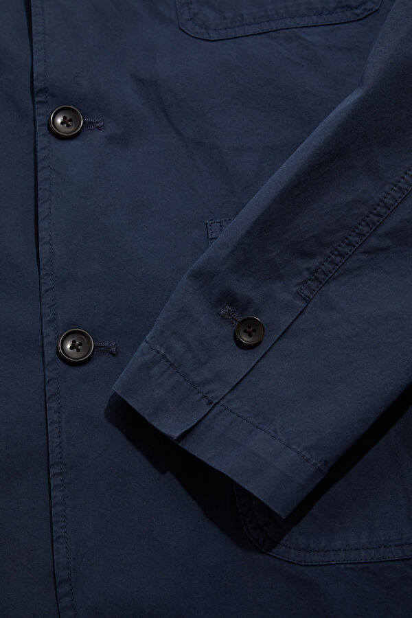 Dark Blue Buttoned Organic Cotton Men's Jacket 4