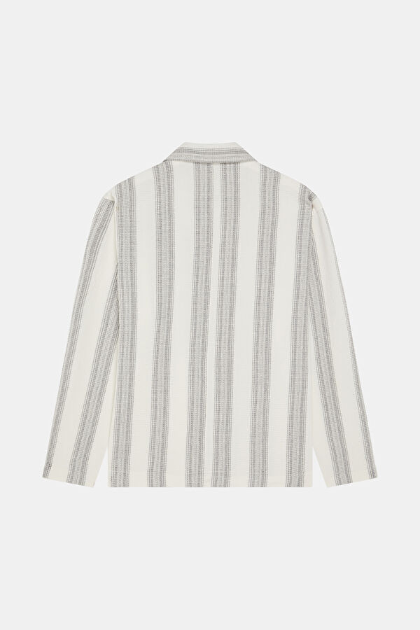 Relax Fit Ecru Striped Men's Shirt 2