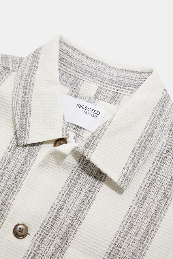 Relax Fit Ecru Striped Men's Shirt 3