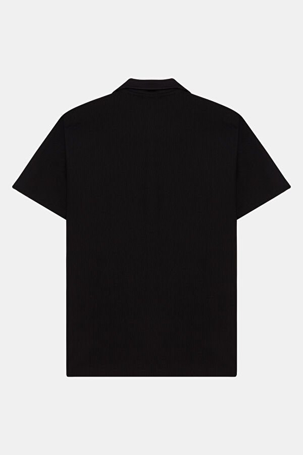 Relax Fit Black Polo Collar Men's Shirt 2