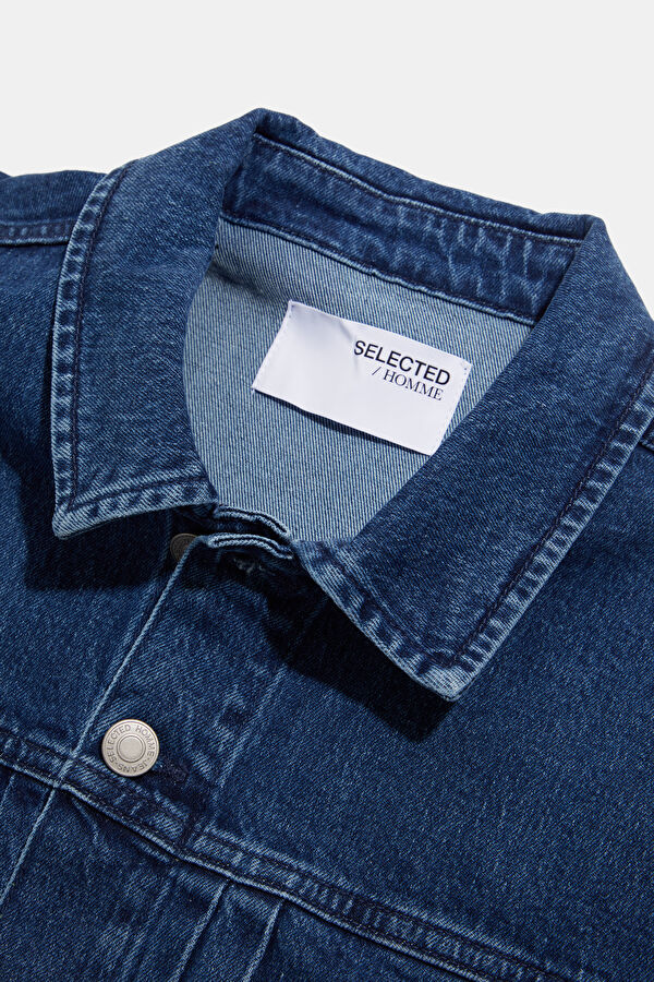 Indigo Buttoned Organic Cotton Men's Jacket 3