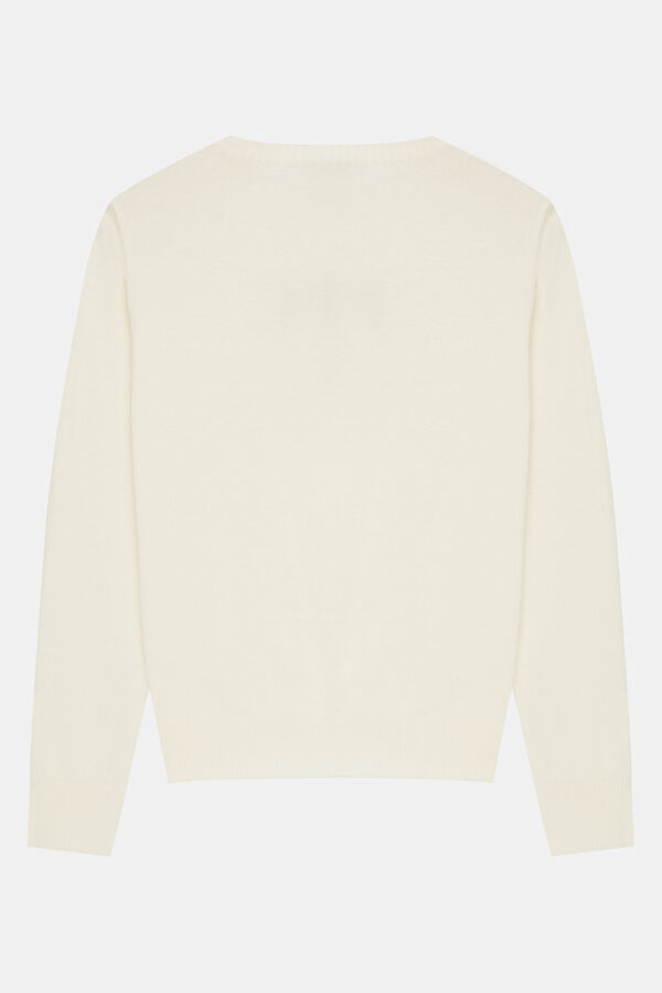Cream Embroidered Women's Sweater 6