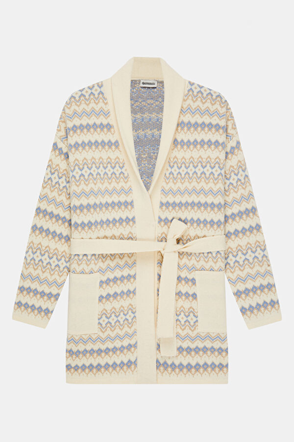 Ecru Patterned Women's Cardigan 5