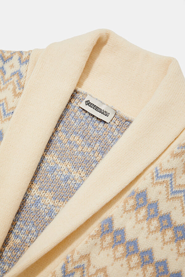 Ecru Patterned Women's Cardigan 7