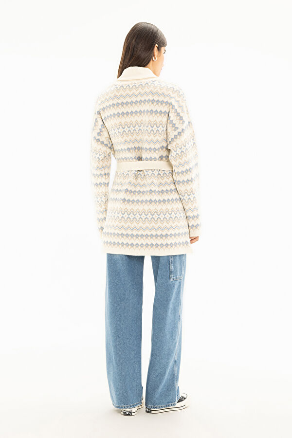 Ecru Patterned Women's Cardigan 2