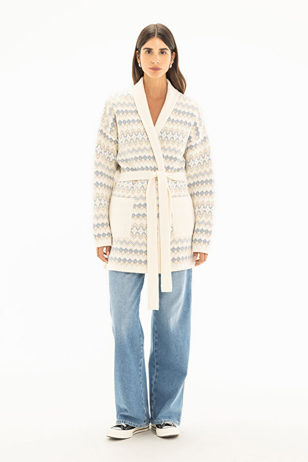 Ecru Patterned Women's Cardigan 3