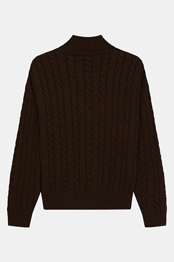 Coffee Patterned Cashmere Women's Sweater 2