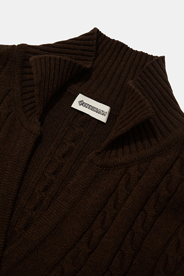 Coffee Patterned Cashmere Women's Sweater 3