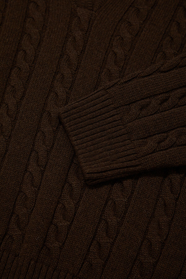 Coffee Patterned Cashmere Women's Sweater 4