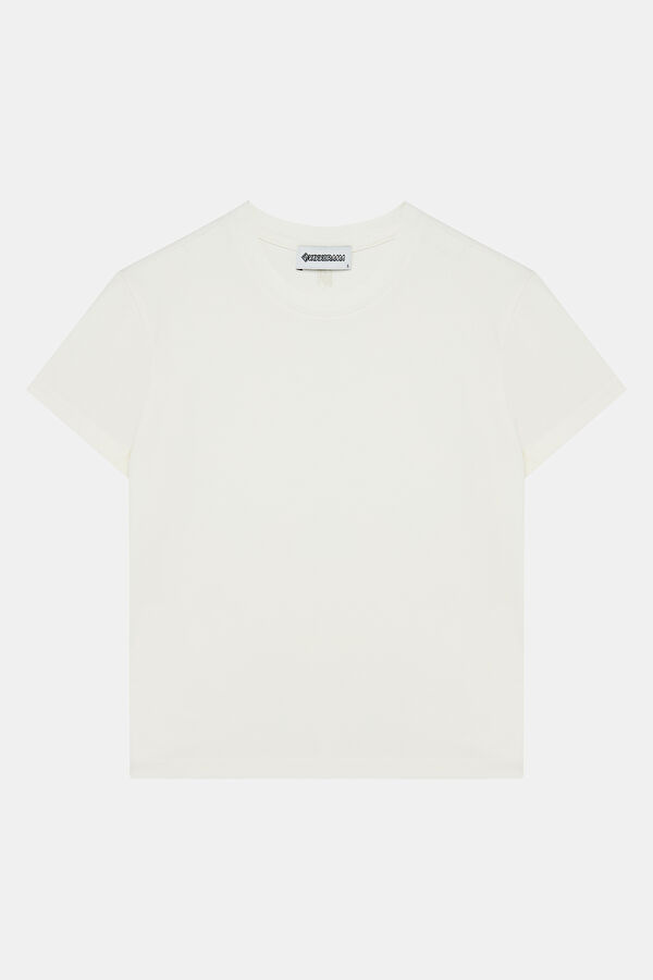 Beyaz Bisiklet Yaka Kadın T-Shirt