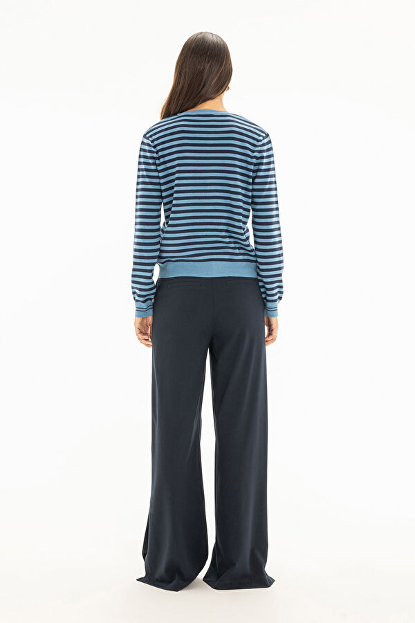 Navy Blue Straight Leg Women's Trousers 2