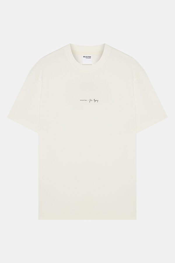 Relax Kalıp Beyaz Bisiklet Yaka Erkek T-Shirt