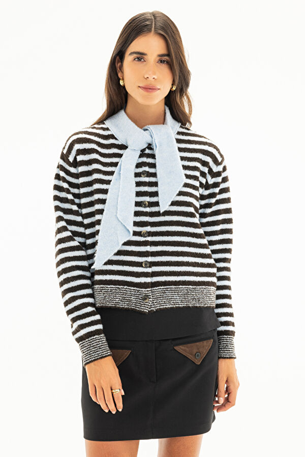Colorful Striped Pattern Knitted Women's Sweater