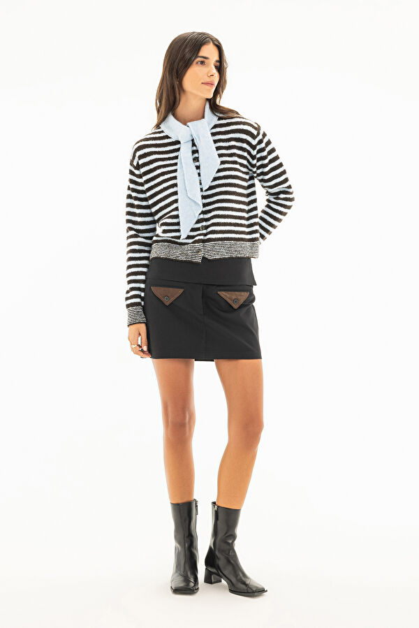Colorful Striped Pattern Knitted Women's Sweater 3
