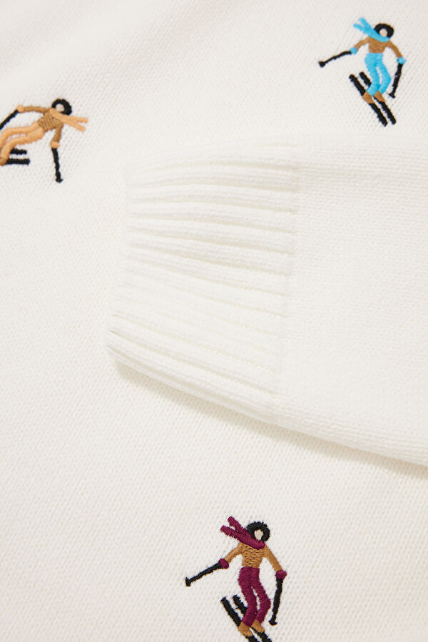 Ecru Embroidered Knitted Women's Sweater 9