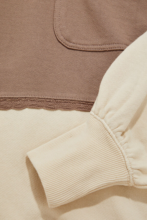 Krem Polo Yaka Kadın Sweatshirt 4