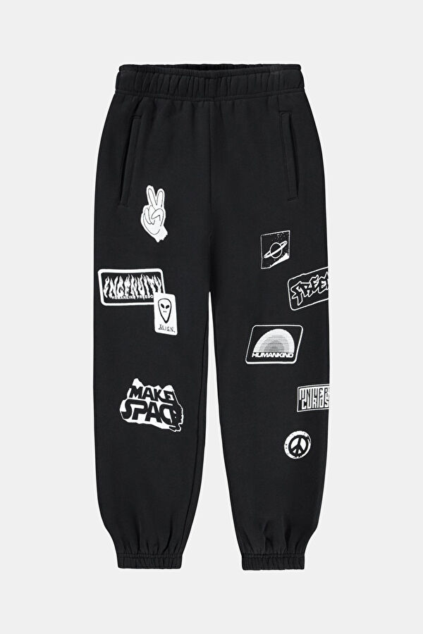 Black Slim Fit Kids' Sports Pants