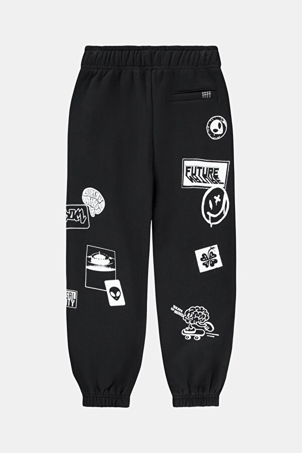 Black Slim Fit Kids' Sports Pants 2