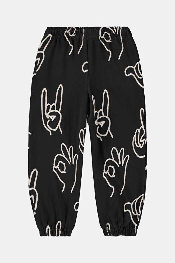 Black Slim Fit Organic Cotton Kids' Sports Pants 2
