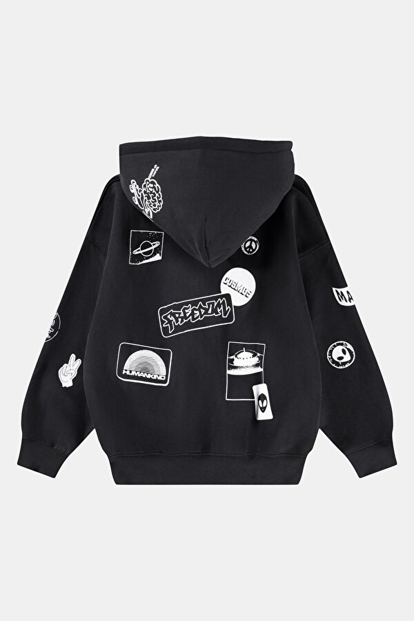 Siyah Kapuşonlu Sweatshirt 2