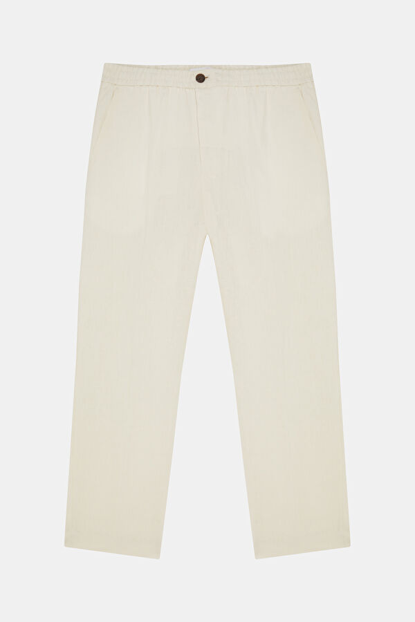 Cream Linen Men's Trousers