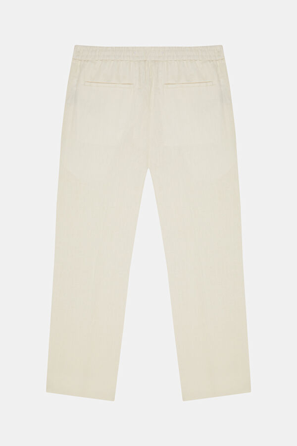 Cream Linen Men's Trousers 2