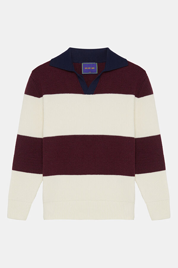 Ecru Striped Knit Kids Sweater