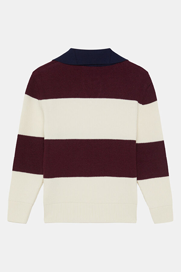 Ecru Striped Knit Kids Sweater 2