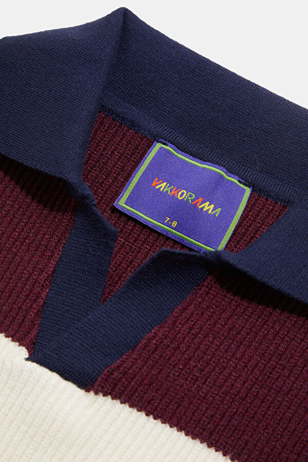 Ecru Striped Knit Kids Sweater 3
