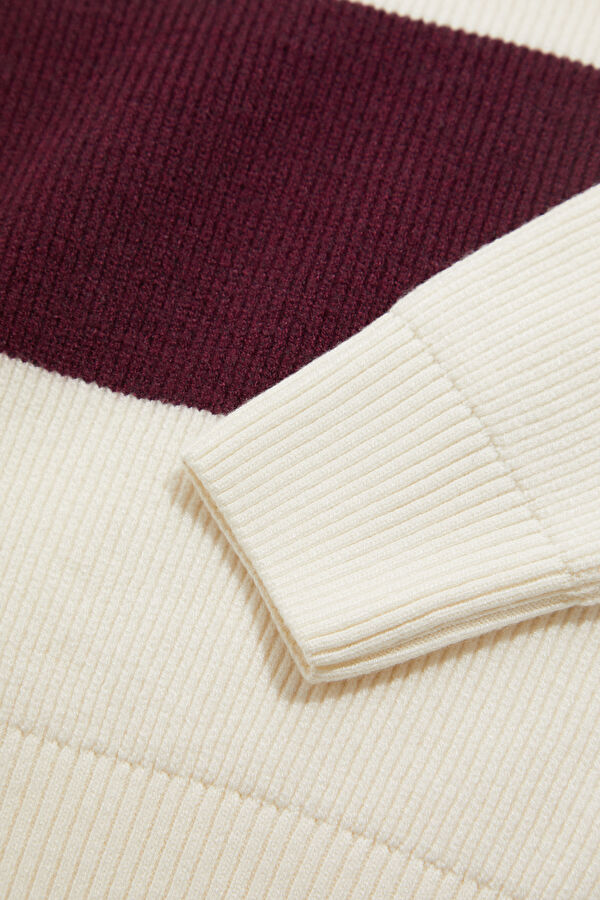 Ecru Striped Knit Kids Sweater 4