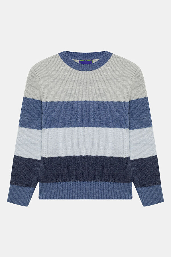 Blue Striped Knit Kids Sweater