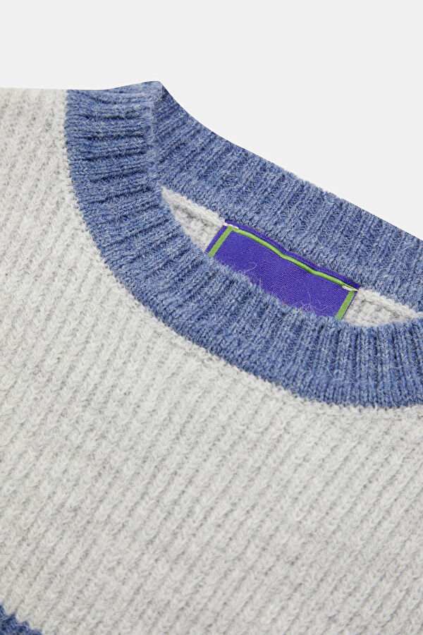 Blue Striped Knit Kids Sweater 3