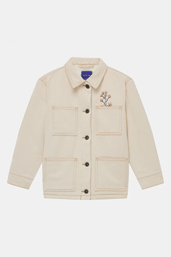 Ecru Buttoned Kids Jacket